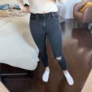 Abercrombie and Fitch Skinny High Rise 24/00 Black Distressed Jeans Denim